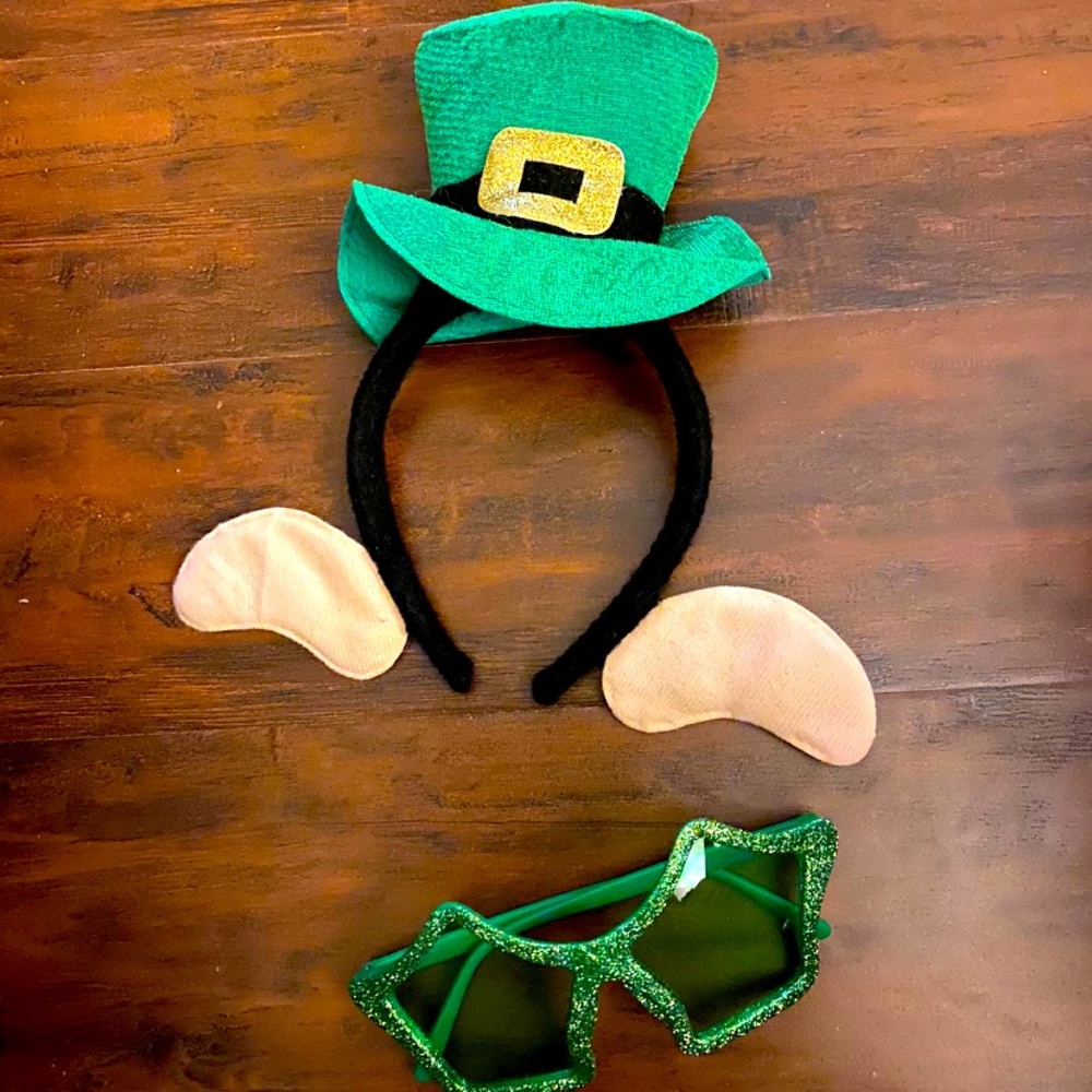 leprechaun headband hat and sunglasses